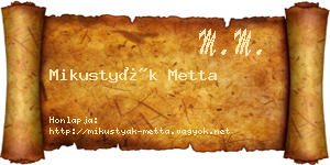 Mikustyák Metta névjegykártya